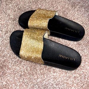 Gold shimmery slides